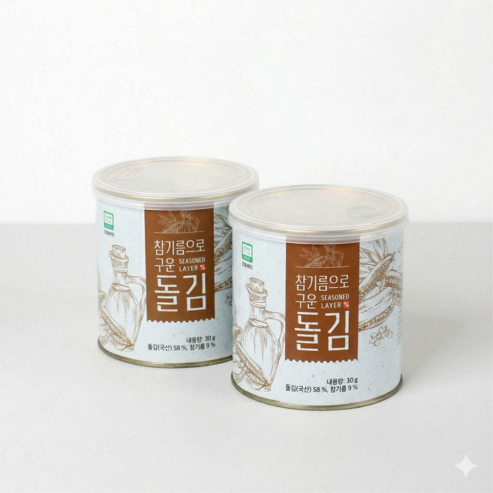 Jayang Dolgim Roasted in Sesame Oil Itbadi Gopchang Gim Canned Seaweed 30g, 2 Pieces